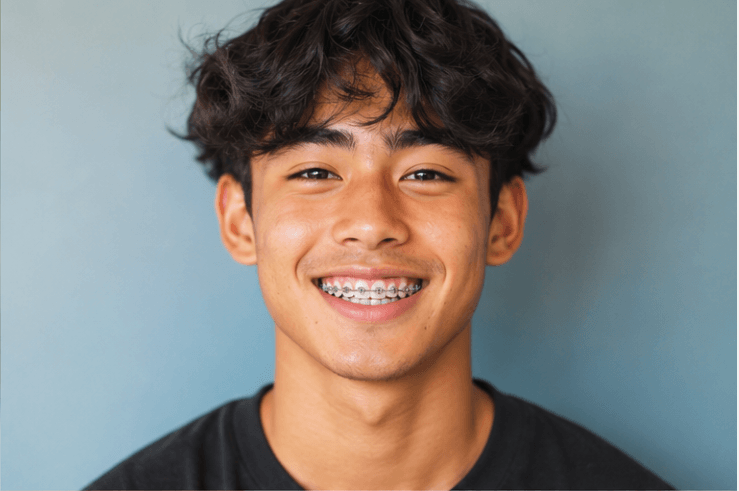 teen boy smiling with braces