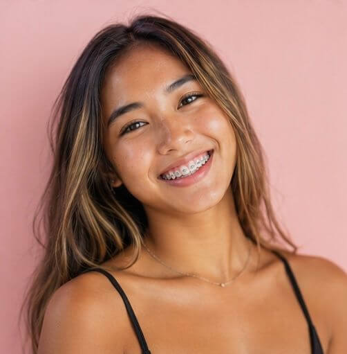 teen girl smiling with braces