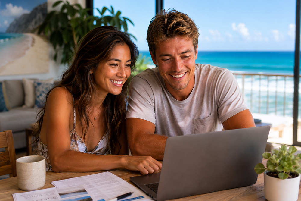 couple looking at computer 